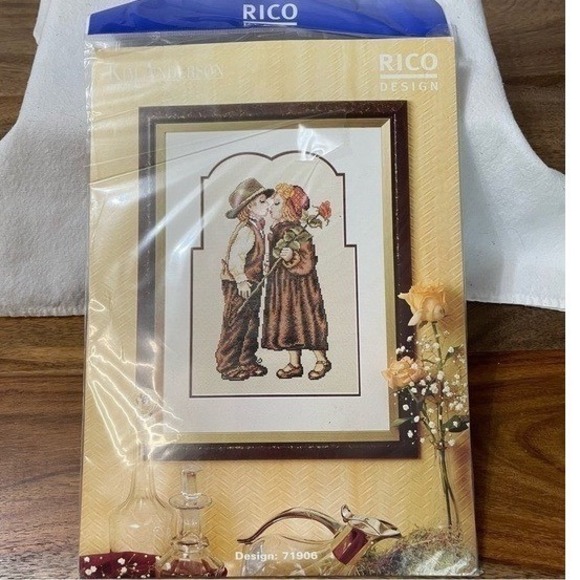 Rico Design Other - Rico Design 1998 Cross Stitch Kit‎ Kim Anderson First Kiss Cream Vintage 71906